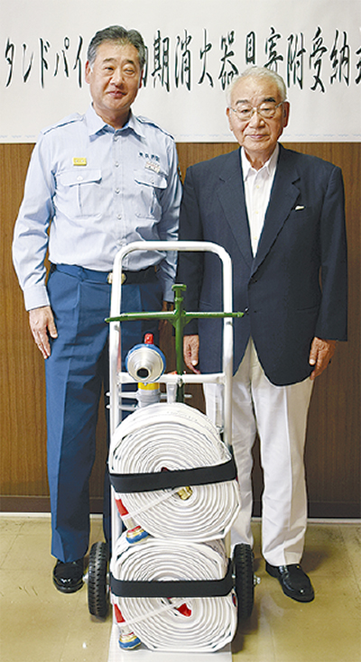 小谷大平　2台 芹が谷の大平さん 消火器具を寄贈 スタンドパイプ式3基目 | 港南区