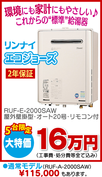 人気のエコジョーズも特価