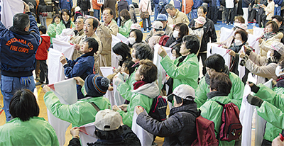 防災拠点で訓練