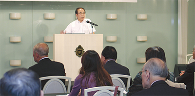 消防署長の話聞く