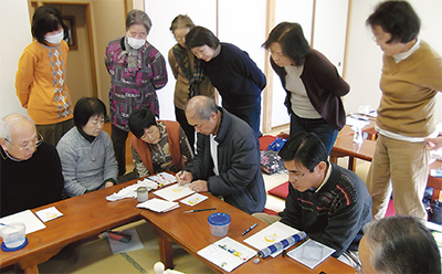 初心者に水彩画指導