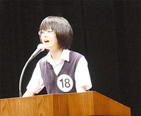 高い評価を受けた梅本真由さんのスピーチ