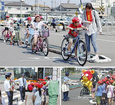淵東小児童に自転車講習