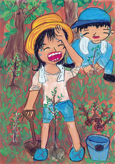 吉野紗来さんが最優秀賞 緑化運動・育樹運動ポスター原画コンクール