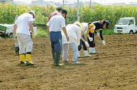 種を蒔く参加者