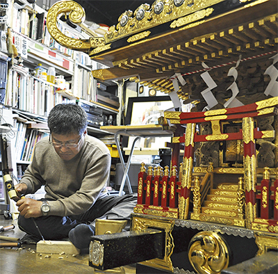 町内神輿、独学で製作 栄町の小玉文夫さん | 小田原・箱根・湯河原 