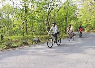 自転車や徒歩で市内を回る