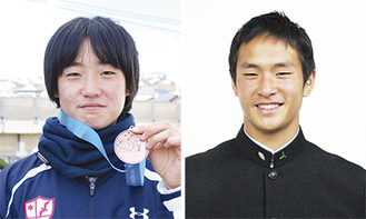 銅メダルを手にする山本さん（左）と豊田さん