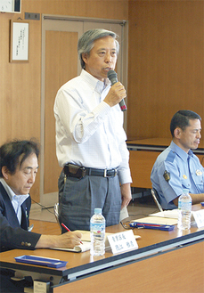 「暴力追放三ない運動を実践してほしい」と平田会長