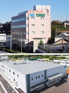 荏田町の本社ビル（写真上）と東京都府中市の府中事業所