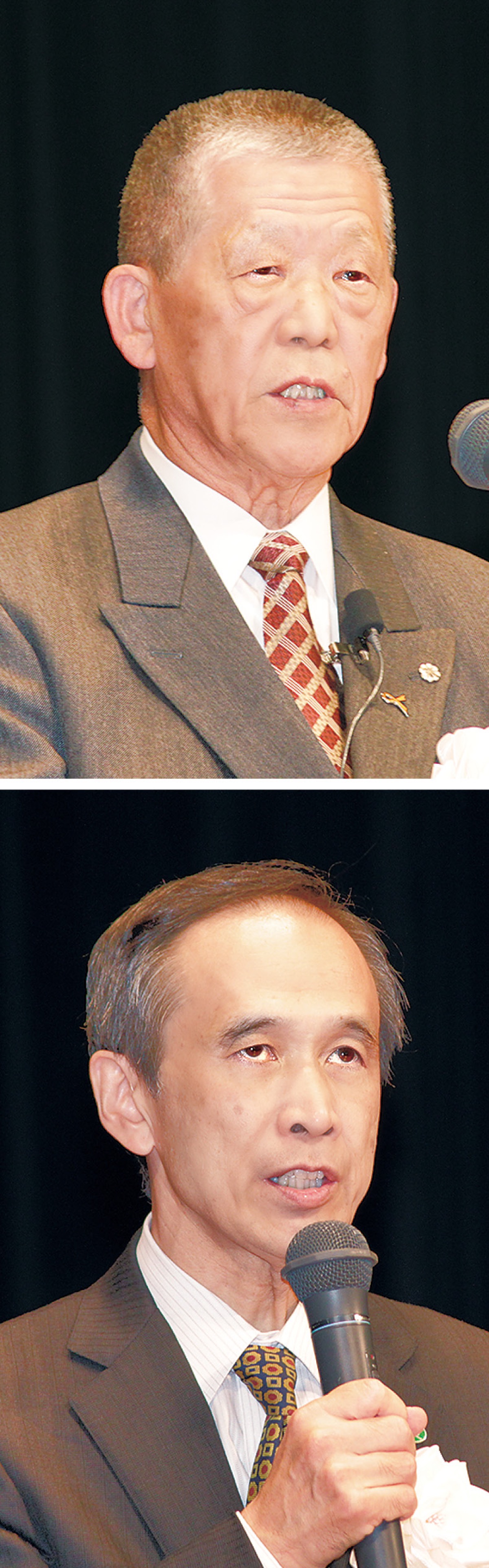 あいさつする吉村会長（上）と小出重佳区長