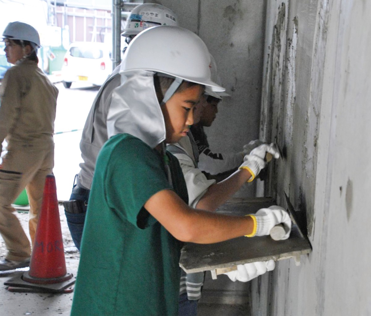 工事中の校舎で出前授業