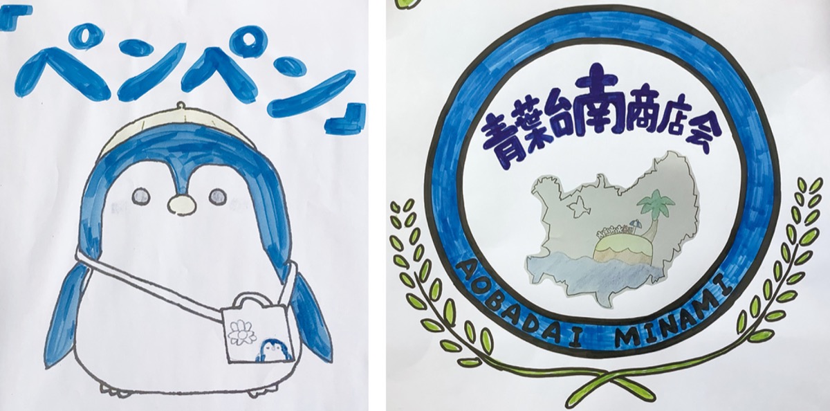 ペンペン（左）とシンボルマーク