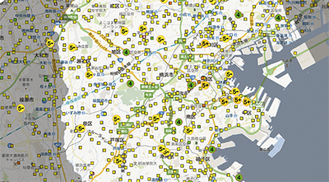「Googleマップ」を駆使した形で詳細震度情報を閲覧できる（アドレスはhttp://yokohama.jishin.net/）