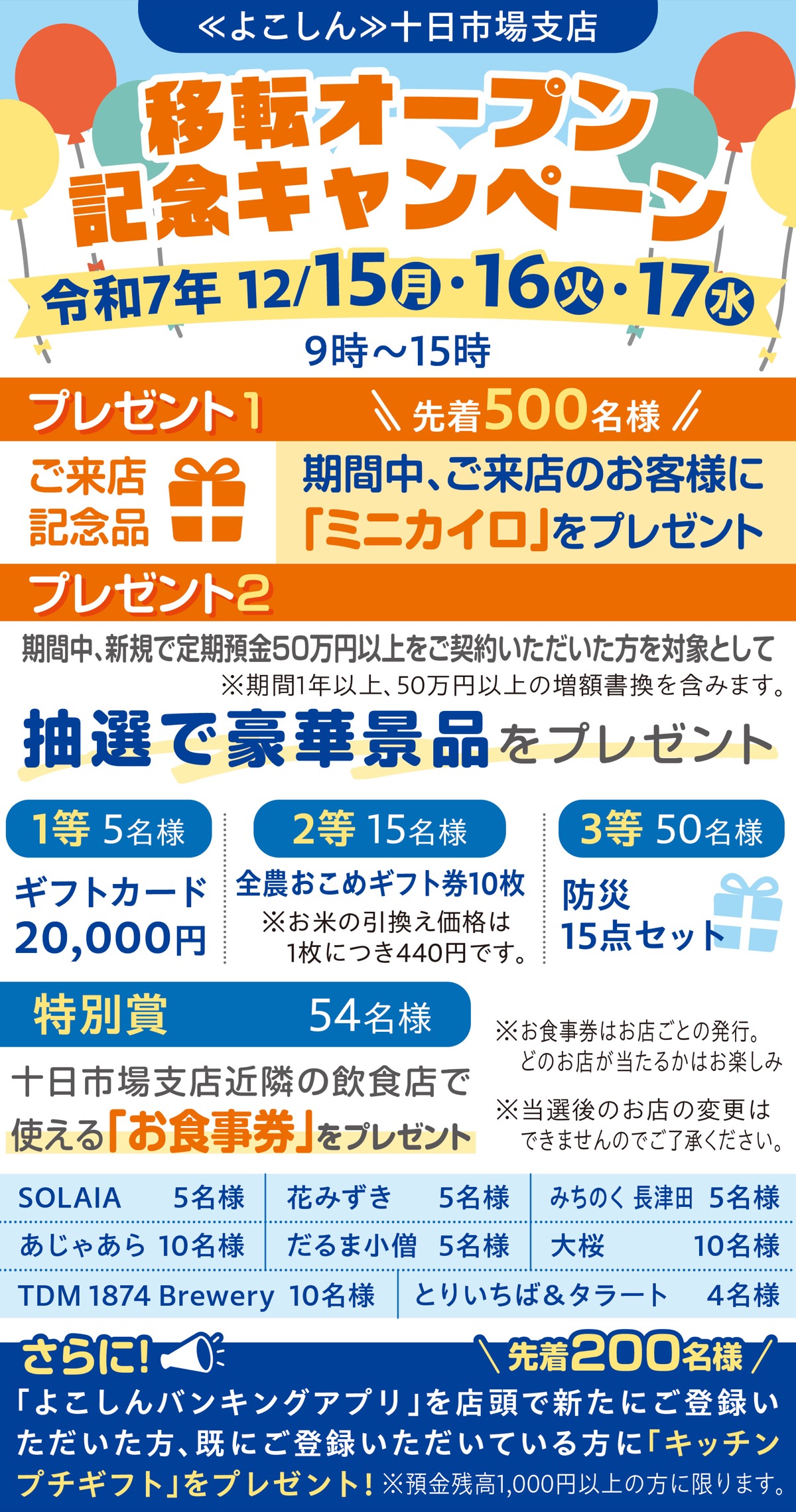 駅前移転、記念の抽選会開催