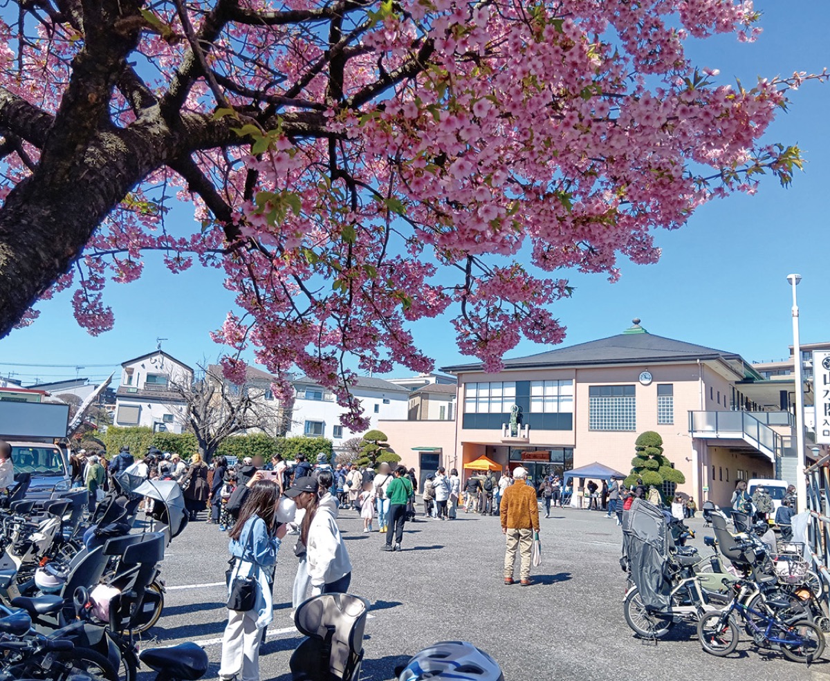 餅つき大会会場と来場者たち