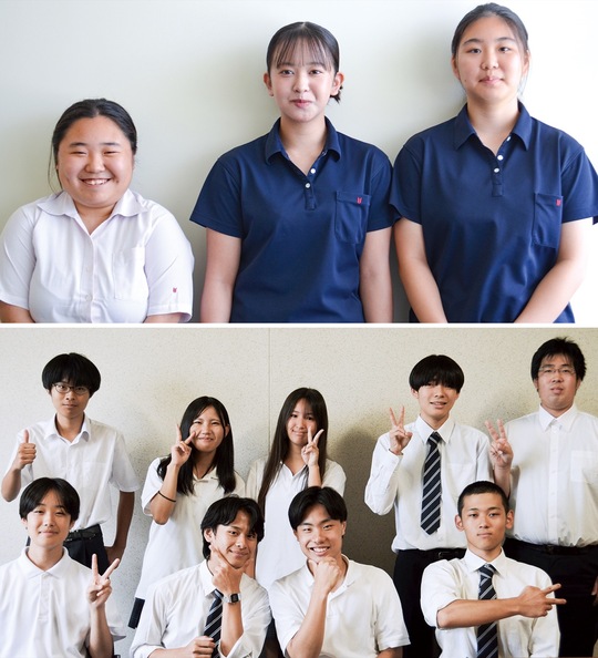 投票立会人を担う英理女子学院高校の生徒ら(上)と投票事務従事に初参加の新羽高校ボランティア部部員