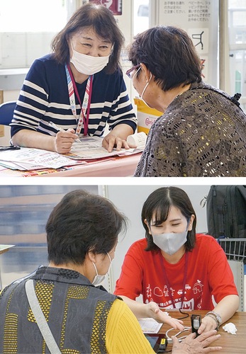 フレイルチェック(上)やベジチェック(R)の体験者