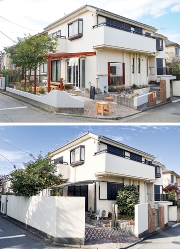 現在の外観（上）と壁撤去前