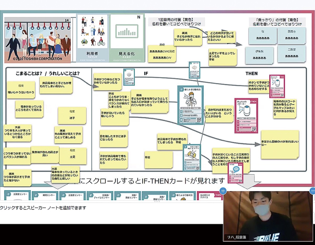 オンライン画面上で話し合った成果を発表する稲葉さん