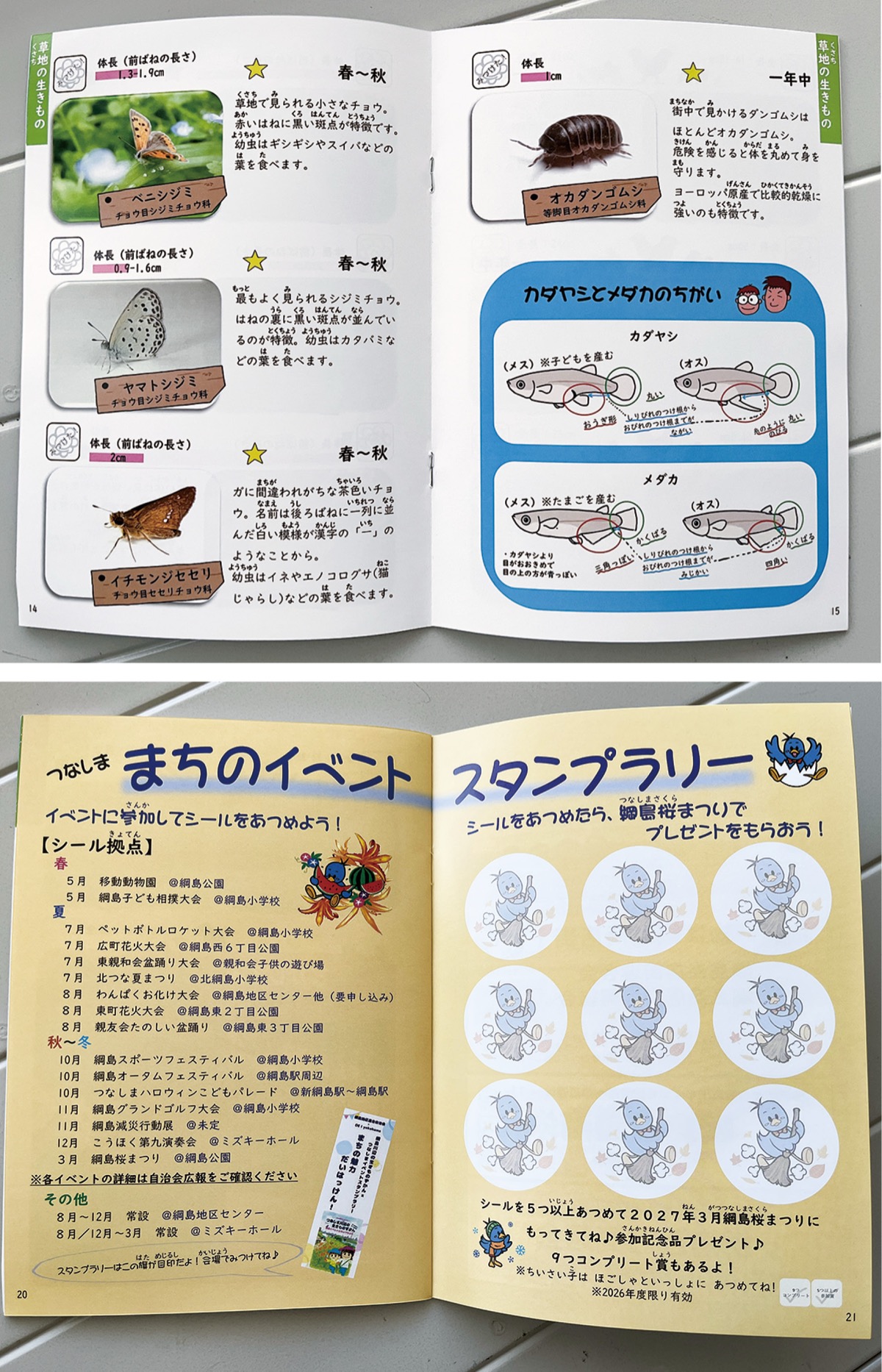 「つなしま川辺の生きものずかん」の一部
