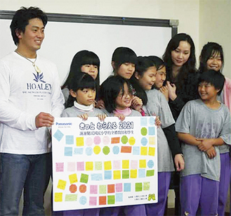 ２月２４〜２６日の間に台湾を訪れ、福島県の子ども達から預かったメッセージを届けた（左端が鈴木さん）