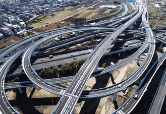 東名高速道路と直結する横浜北西線の横浜青葉ジャンクション＝首都高（株）提供