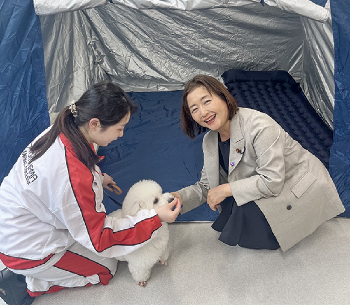 市内初！ペット同室避難所を視察