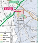 東名高速道路と跡地を結ぶ新しいＩＣ※横浜市会常任委員会の資料より抜粋