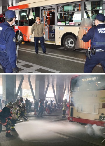 関係機関が連携しながら犯人制圧や鎮火に取り組んだ