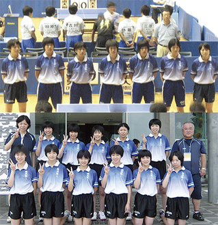 悲願の初優勝には届かなかったが、健闘を見せた横浜隼人高校女子卓球部（上）、中学卓球部（下）