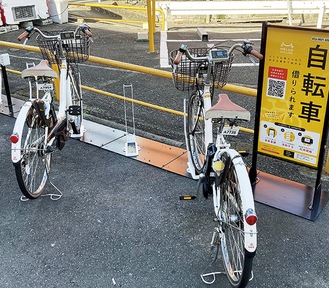 新たに設置されたサイクルポート＝神奈川区