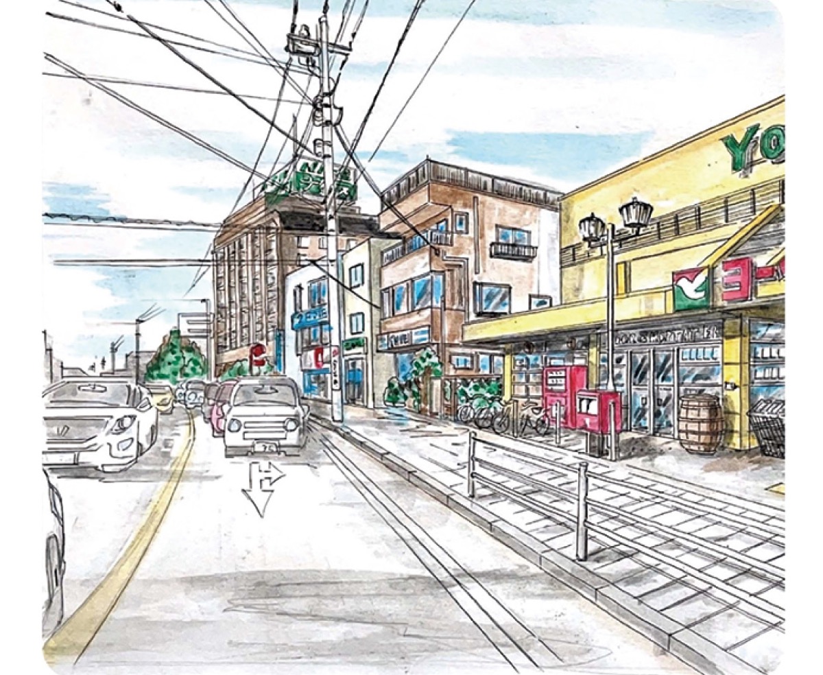吉野さんが描いた商店街イラスト
