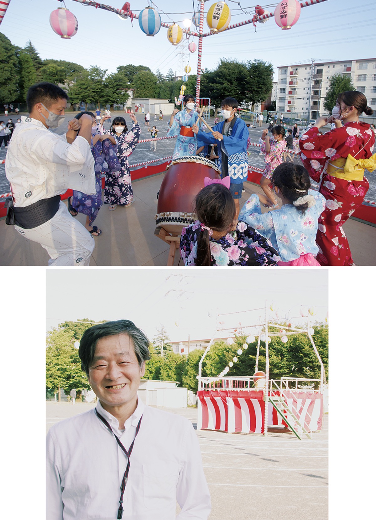 盆踊りに浴衣姿で賑わい