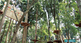 民間事業者によりアスレチック施設などが整備される里山ガーデン（写真は緑化フェア開催時）