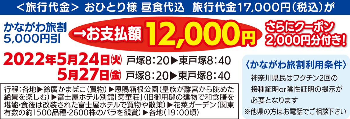 かながわ旅割５千円引き限定企画 (写真2)