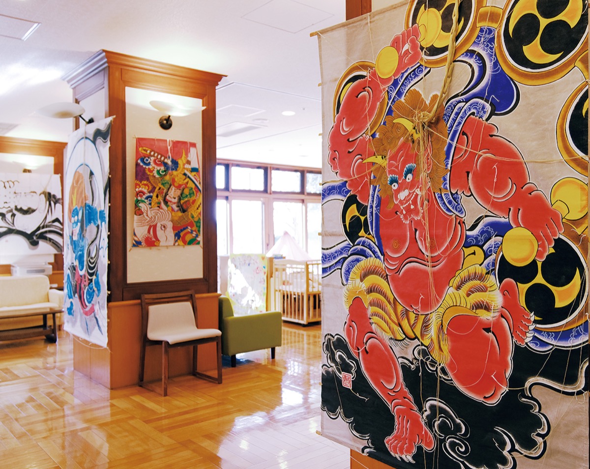 地域住民の凧、展示中