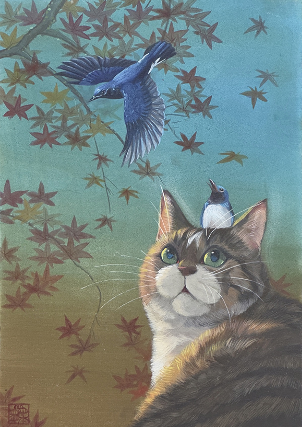 珈琲店で動物画展