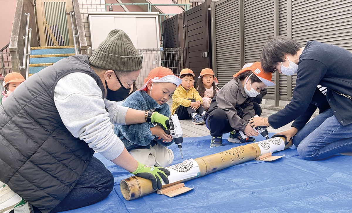 竹灯篭でまちを一体に