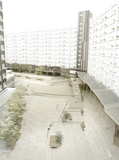 広場改修のイメージ（写真：団地の未来プロジェクトhttp://www.danchinomirai.com/より）