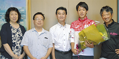 松永選手、地元に入賞報告