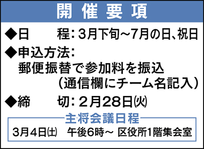 区民野球、出場チームを募集