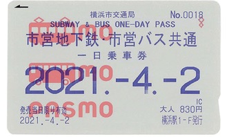１日乗車券を搭載したPASMOの券面イメージ（市交通局提供）