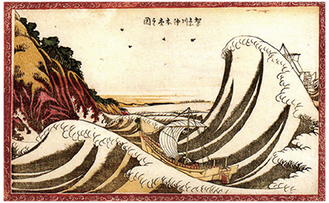 賀奈川沖本杢之図　葛飾北斎　文化初期（１８０４〜07）頃　個人蔵