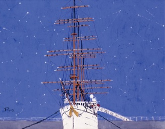 展示作品の一つ「星空の帆船日本丸」