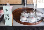 店頭で販売する「石崎桜」。商品の札も児童が作成した