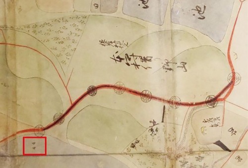 本牧本郷村裁許図（部分）寛保3年(1743年)　個人所蔵