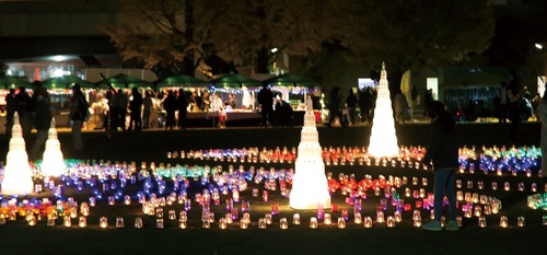 公園に並んだキャンドル（７日）