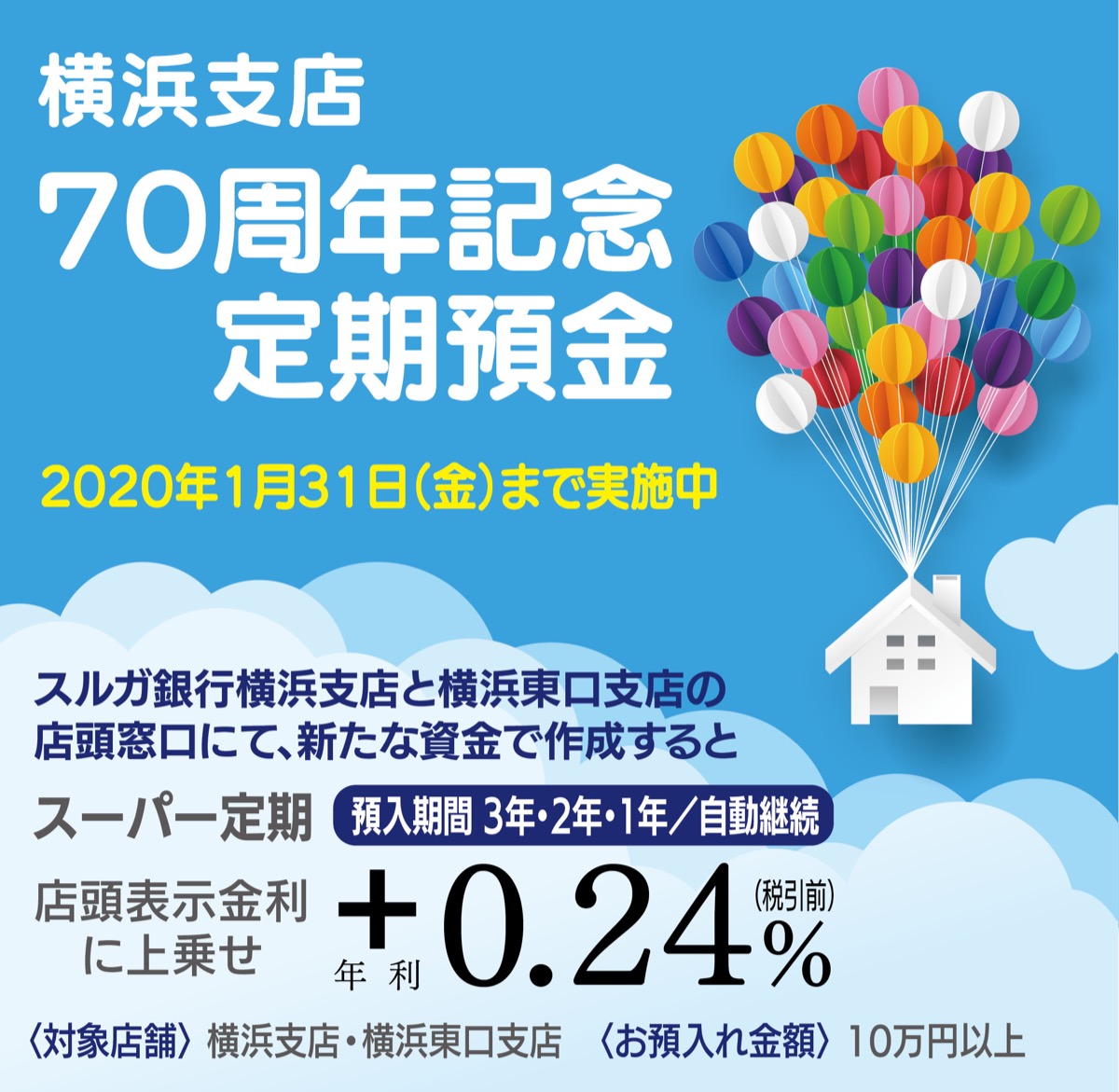 横浜支店で年利０ 24 上乗せ 70周年の感謝を込めてキャンペーン スルガ銀行 中区 西区 タウンニュース
