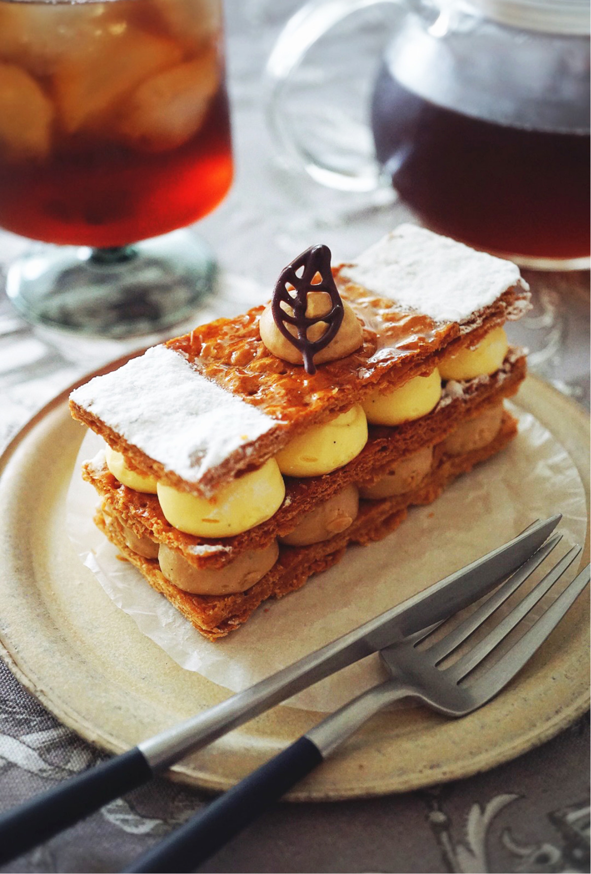 商品化される「“たまくすの木”ロイヤルミルクティーのミルフィーユ」（撮影：佐々木彩織）